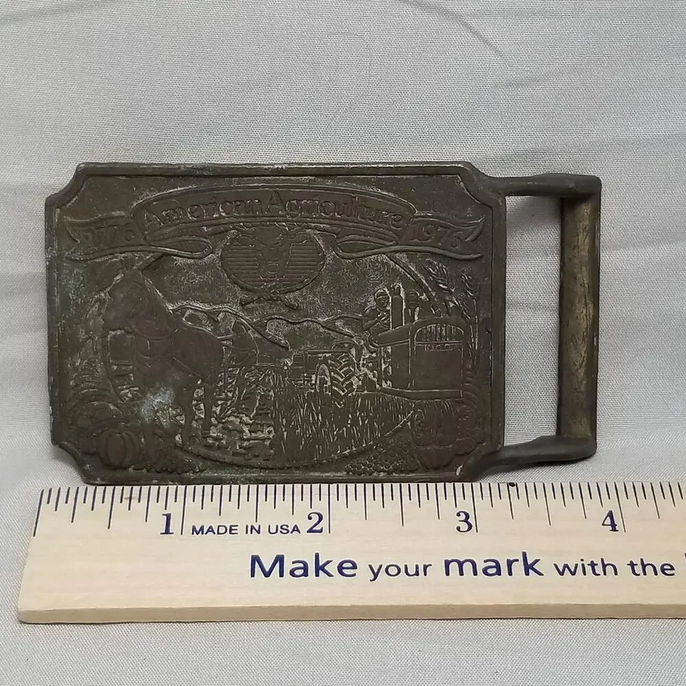 Belt Buckle 1975 American Agriculture‎ Bicentennial 1776 - 1976 Ortho Chevron